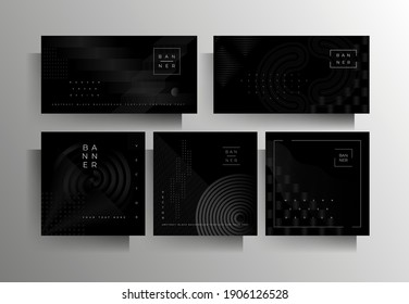 Cover for a banner, poster, flyer, brochure, card, folder a set of templates of different formats. Geometric strict vector design in black colors.