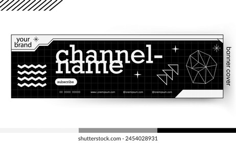 Cover banner Template gradient black and white color style brutalism design, Design a creative graphic banner for a web application.