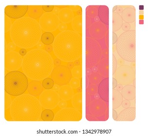 cover banners colors set with wired bubbles field pattern in orange pink shades