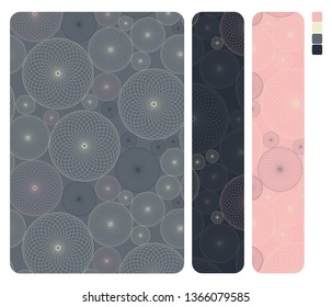 cover banners colors set with wired bubbles field pattern in silver pink shades