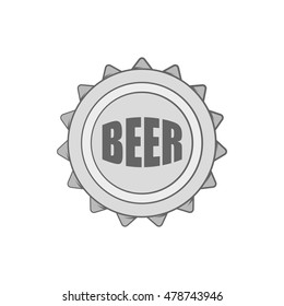 Cover beer icon in black monochrome style isolated on white background. Bottle symbol. Vector illustration