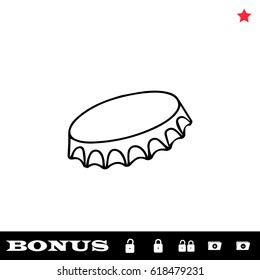 Cover of beer icon flat. Black pictogram on white background. Vector illustration symbol and bonus button open and closed lock, folder, star