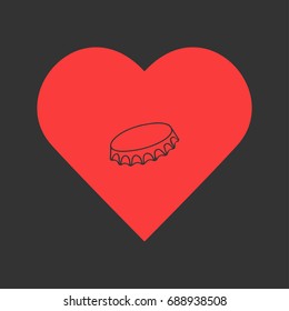 Cover of beer icon flat. Simple pictogram on heart background. Vector illustration symbol