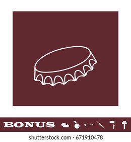 Cover of beer icon flat. White pictogram on brown background. Vector illustration symbol and bonus icons