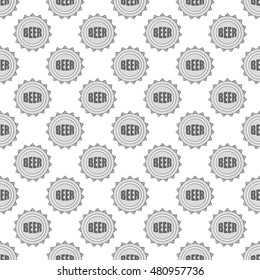 Cover beer seamless pattern on white background. Alcoholic beverage design vector illustration