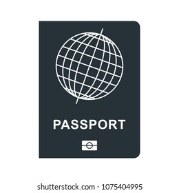 Cover of the biometric passport. A document for crossing the border while traveling. Customs and checkpoint. Flat vector cartoon illustration. Objects isolated on white background.