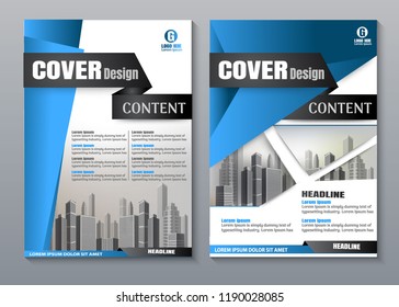 Cover Blue book presentation brochure design template vector. City concept on A4 layout. Business flyers report magazine poster.