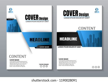 Cover Blue book presentation brochure design template vector. City concept on A4 layout. Business flyers report magazine poster.