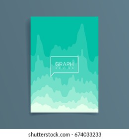 Cover blue color with abstract chart lines and text in frame. Template of banners, Placards, Posters, Flyers. Vector illustration, flat