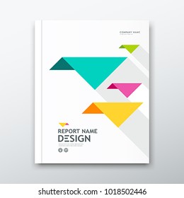 Cover book Annual report, colorful bird origami paper on white design background, vector illustration