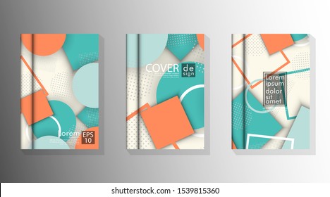 The Cover Book is arranged with memphis and hipster style graphic geometric elements. Valid for placards, brochures, posters, covers and banners.