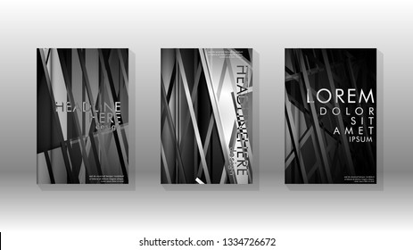 Deckbuch mit geometrischem Hintergrund. Formen und Streifen mit Farbverlauf-Farben. Gültig für Banner, Plakate, Prospekte, Plakatdesigns usw. Eps10 Vektorvorlage