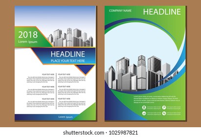 cover book blue and green. brochure business template