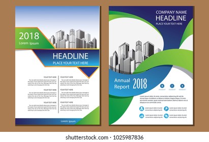 cover book blue and green. brochure business template