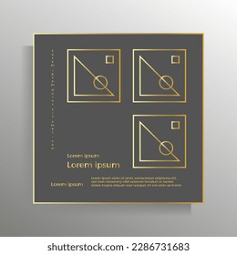 Cover for book, brochure, booklet, flyer, poster. Modern geometric design with golden lines. Vector square format template.