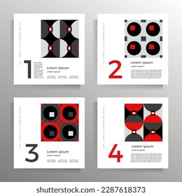 Cover for book, brochure, booklet, flyer, poster, folder, textbook. Bright modern geometric design. Set of square format vector templates.