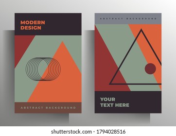 Cover for book, brochure, catalog, folder, magazine, poster template set. Geometric design in retro style. Vector illustration. A4 format.