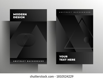 Portada para libro, folleto, catálogo, carpeta, revista, conjunto de plantillas de afiches. Diseño monocromo geométrico. Vector 10 eps. Formato A4.