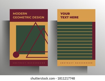 Cover for book, brochure, catalog, folder, magazine, poster template set. Geometric design in retro style. Vector illustration. A4 format.