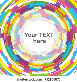 Cover book colored template trendy rounded corner banner. Dynamic colorful circle background mock up. Vector magazine poster illustration summer backdrop. Abstract speed gear wheel paint splash mockup