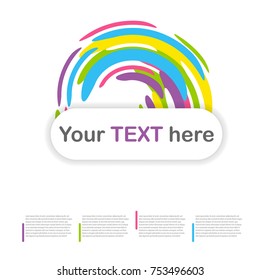 Cover book colored template trendy rounded corner banner. Dynamic colorful circle background mock up. Vector magazine poster illustration summer backdrop. Abstract speed gear wheel paint splash mockup