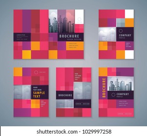 Cover Book Design Set, Abstract Red Pixel Background vector Template Brochures, flyer, presentations, leaflet, magazine, invitation card, annual report, Advertising