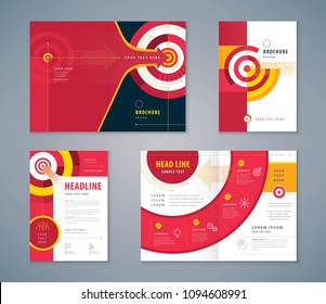 Cover Book Design Set, Abstract Red Arrow and Target Background vector, Template Brochures, flyer, presentations, leaflet, annual report, Path to the goal, Concept growth to success, Reach the target