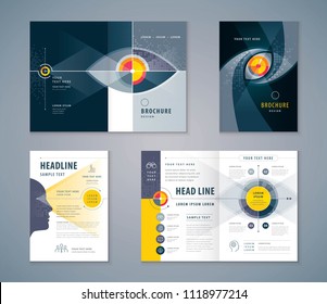 Cover Book Design Set, Abstract Eye Target icon vector Template Brochures, flyer, leaflet, annual report, Business Vision concept growth to success, Start up, Reach the target, Focus, Analysis