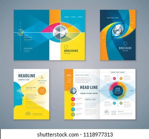 Cover Book Design Set, Abstract Colorful Eye Target icon vector Template Brochure, flyer,leaflet, annual report, Path to the goal, Business Vision concept growth to success, Start up, Focus, Analysis