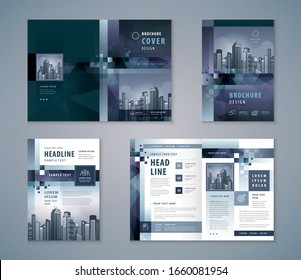 Cover Book Design Set, Abstract Gray Geometric Pixel Background vector Template Brochures, web template, Flyer and booklet, presentations, leaflet, annual report, Geometry triangle, Pixel Square.