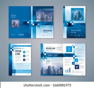 Cover Book Design Set, Abstrakte Blue Geometric Pixel Hintergrund Vektorillustration Template Broschüren, Web-Template, Flyer und Broschüren, Präsentationen, Broschüren, Jahresbericht, Geometry Dreieck, Pixel Square.