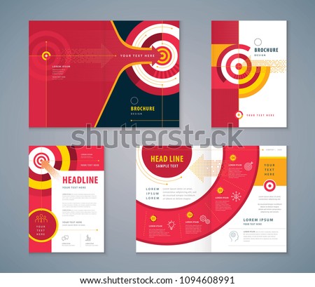 Cover Book Design Set, Abstract Red Arrow and Target Background vector, Template Brochures, flyer, presentations, leaflet, annual report, Path to the goal, Concept growth to success, Reach the target