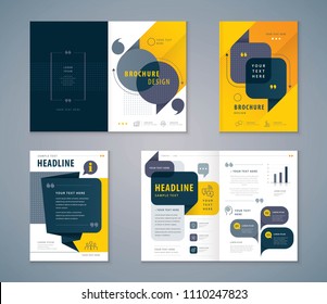 Cover Book Design Set, Black and Yellow Speech Bubbles Background vector Template Brochures, flyer, presentations, leaflet, magazine, annual report, Questions and Answers, social networks, talk bubble