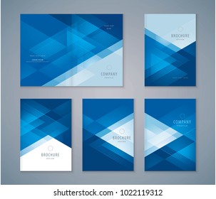 Cover Book Design Set, Blue Triangle Background vector Template Brochures, flyer, presentations, leaflet, magazine, invitation card, annual report
