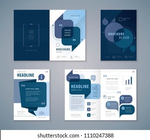 Cover Book Design Set, Blue Speech Bubbles Background vector Template Brochures, flyer, presentations, leaflet, magazine, annual report, Questions and Answers, social networks, talk bubbles
