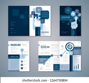 Cover Book Design Set, Blue Business Hands Pointing Icon vector Template Brochures, flyer, presentations, leaflet, SEO search engine optimization concept, growing to Target, progress or success.