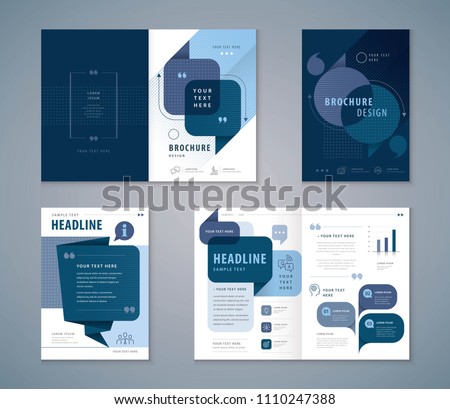 Cover Book Design Set, Blue Speech Bubbles Background vector Template Brochures, flyer, presentations, leaflet, magazine, annual report, Questions and Answers, social networks, talk bubbles