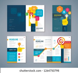 Cover Book Design Set, Business Hands Pointing Icon vector Template Brochures, flyer, presentations, leaflet, SEO search engine optimization concept, growing to Target, progress or success