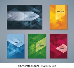 Cover Book Design Set, Triangle Background vector Template Brochures, flyers, presentations, leaflet, magazine, invitation card, annual report