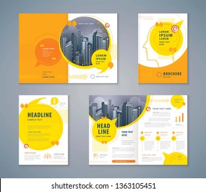 Cover Book Design Set, Yellow Speech Bubbles Background vector Template Brochures, flyer, presentations, leaflet, magazine, invitation card, annual report, social networks, talk bubbles