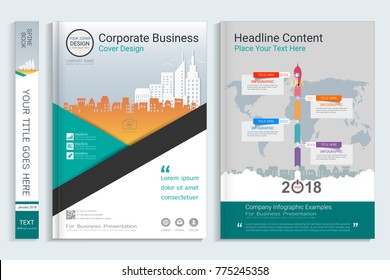 cover book design template presentation infographics stock vector