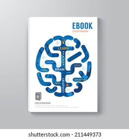 Cover Book Digital Design Brain Concept Template / can be used for E-Book Cover/ E-Magazine Cover/ vector illustration