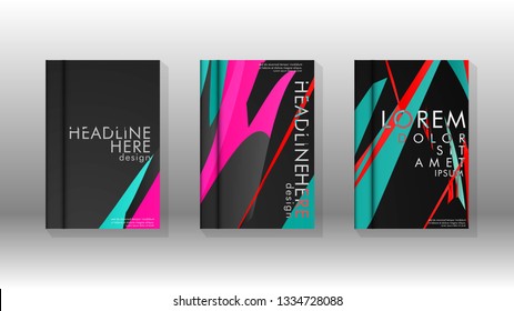Cover book with a geometric design background. Valid for banners, placards, leaflets, poster designs, etc. Eps10 vector template