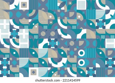 Cover book geometrical shapes vector seamless pattern It consists of a polyhedron such as a circle square triangle Used in the textile industry, fabric pattern, paper, wallpaper, book cover