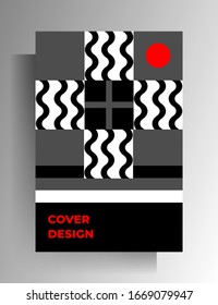 Cover for a book, magazine, booklet, catalog. Geometric minimalistic design. A4 format template. Vector 10 EPS.