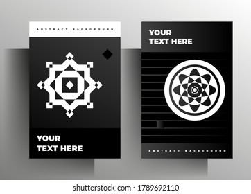 Cover for book, magazine, brochure, booklet, catalog, folder, poster set of templates. Geometric black and white design. A4 format. EPS 10 vector.