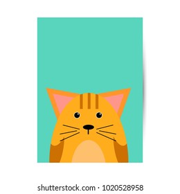 Cover for a book, notebook or diary with a picture of a cute cat on a turquoise background.