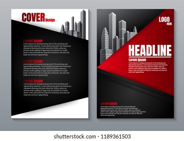 Cover book presentation brochure design template vector. City concept on A4 layout. Business flyers report magazine poster.