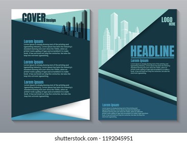 Cover book presentation brochure design template vector. City concept on A4 layout. Business flyers report magazine poster.