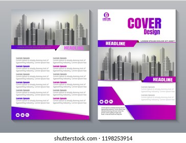 Cover book presentation brochure design template vector. City concept on A4 layout. Business flyers report magazine poster.